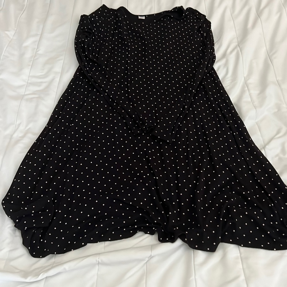 Black Long Sleeve Polka Dot Dress